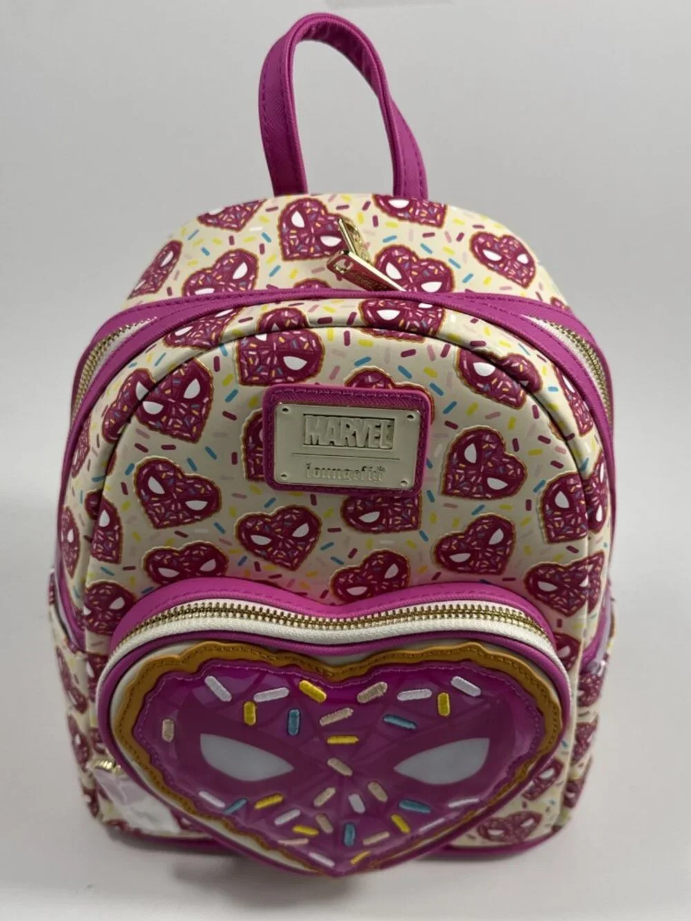 Loungefly Marvel Spider-Man Sprinkle Donut Mask Mini Backpack -NWT
